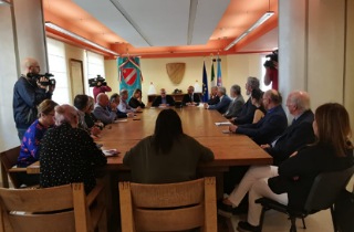 Palazzo Vitale, Sala Giunta. Un momento della conferenza stampa