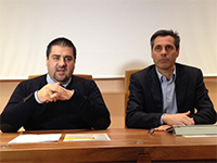 Da sinistra nella foto: Cristiano Di Pietro e Carmelo Parpiglia durante la conferenza stampa