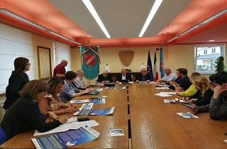 Palazzo Vitale, Sala Giunta. Un momento della conferenza stampa 