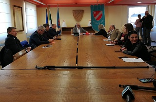 Palazzo Vitale, Sala Giunta. Un momento della conferenza stampa 