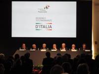 Roma,Salone principale del Vittoriano. Il tavolo della Presidenza durante la presentazione della mostra