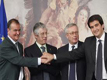 Da sinistra nella foto: i Ministri Calderoli, Bossi, Tremonti e Fitto