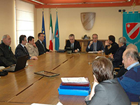 Palazzo della Regione, Sala Giunta. Iorio e Vitagliano con il partenariato del PISU Isernia