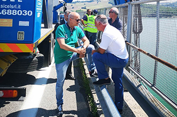 Viadotto del Llscione. Il presidente Toma e l'assessore Niro