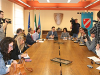 Palazzo della Regione, Sala Giunta. Un momento della conferenza stampa di presentazione dell'evento