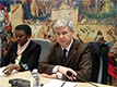 Palazzo Vitale, 1� febbrario 2014. L'allora ministro Kyenge con il vicepresidente Petraroia