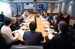 Videoconferenza dalla sede del Dipartimento della Protezione civile